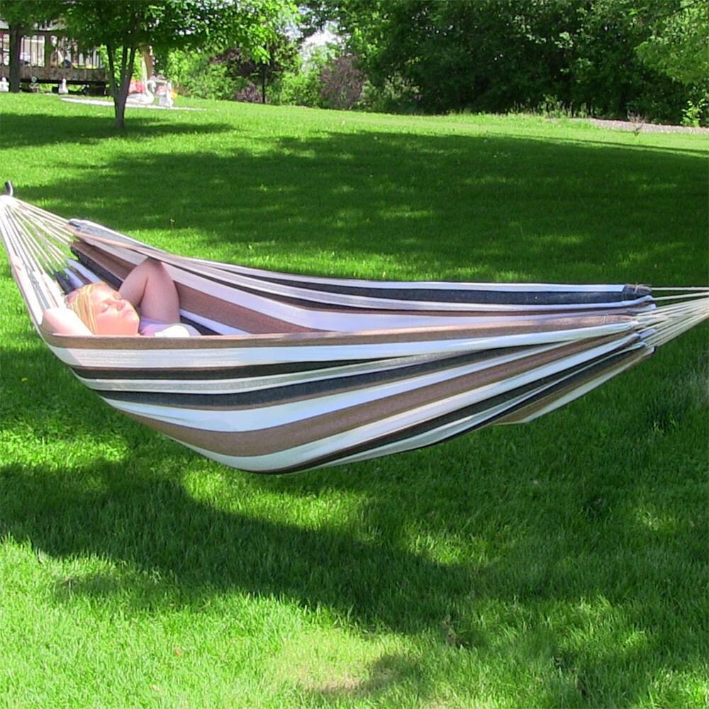 Ultimate Patio Brazilian Double Hammock - Calming Desert - In Use thumbnail