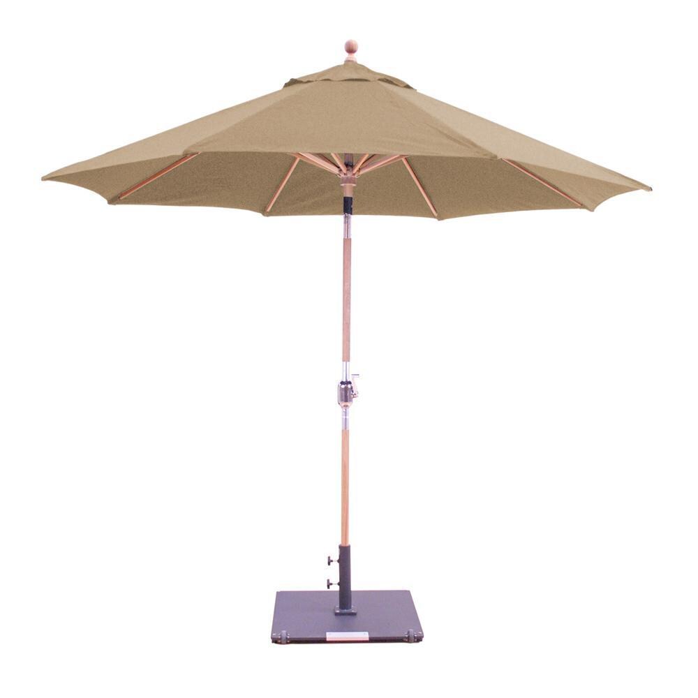 Galtech 9 Ft. Octagonal Wood Patio Umbrella W/ Crank Lift & Rotational Tilt - Teak Frame W/ Camel Sunbrella Fabric (Umbrella Base Not Included) thumbnail