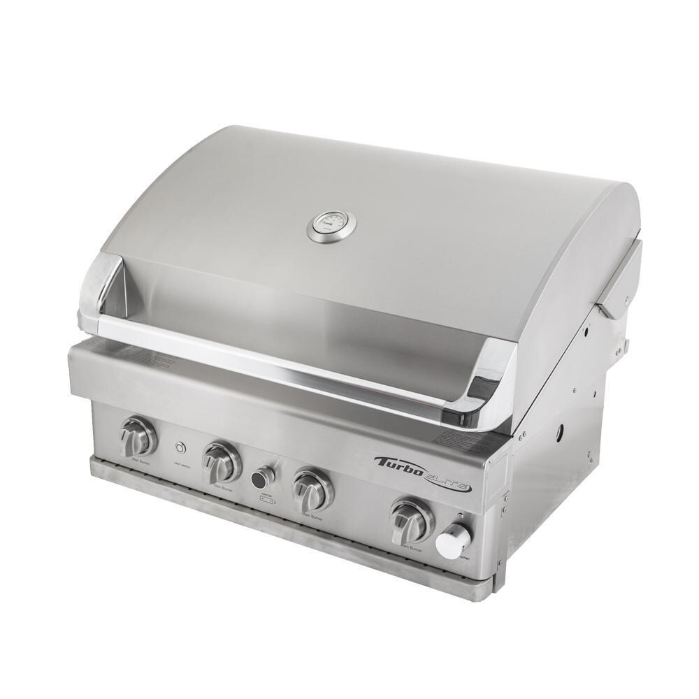 Turbo BTE3221BNG Elite 32-Inch 4-Burner Built-In Gas Grill - Right Side Angled View thumbnail