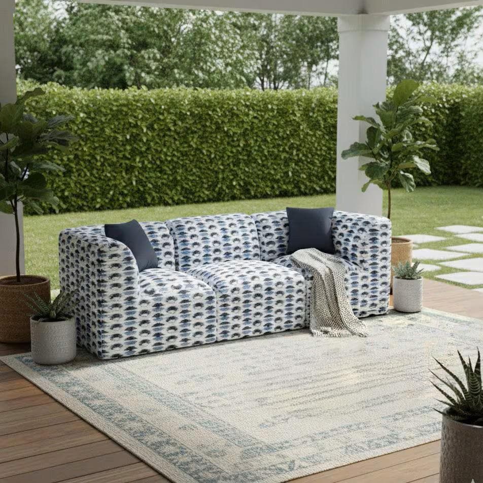 Pine Valley 5 Pc Recycled Plastic Seating Set in Blue/Escape Denim by Lakeview Outdoor Designs