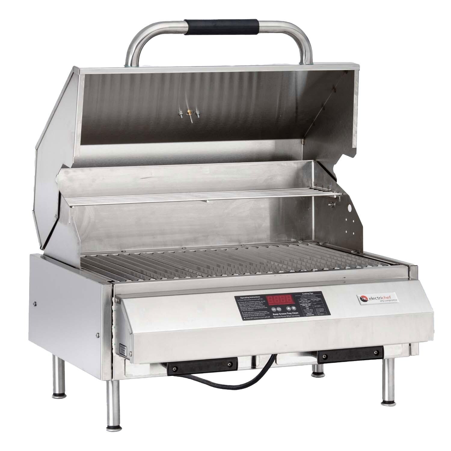 Electri-Chef 4400-EC-336-TT-24 4400 Series 24-Inch Tabletop Electric Grill - Lid Open Angled - White Background thumbnail