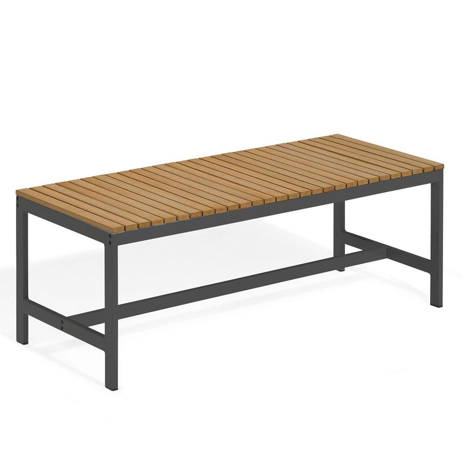 Travira 48 Inch Aluminum Bench in Carbon/Natural Tekwood by Oxford Garden