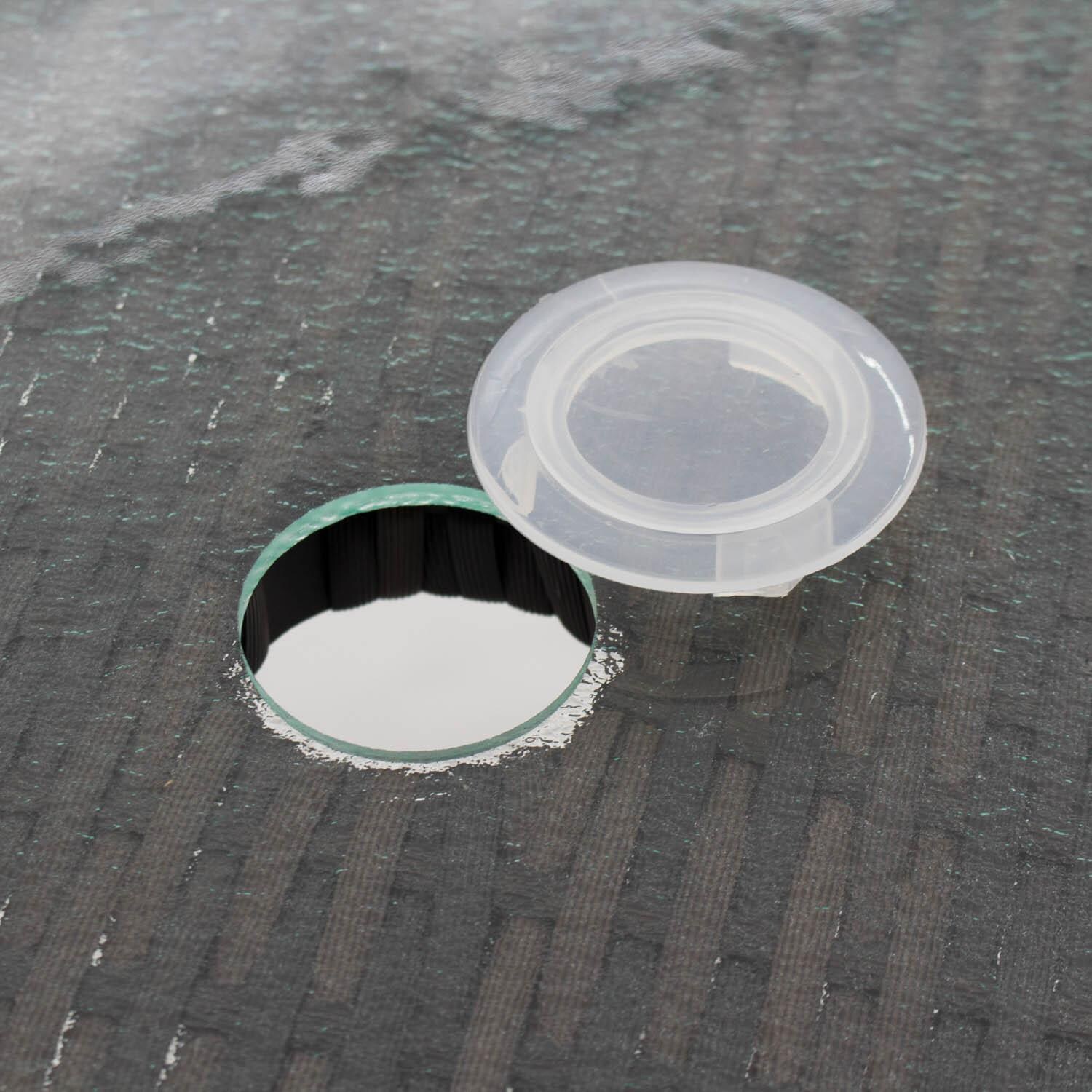 Gentilly 32-Inch Square Wicker Patio Dining Table - Umbrella Hole Detail thumbnail