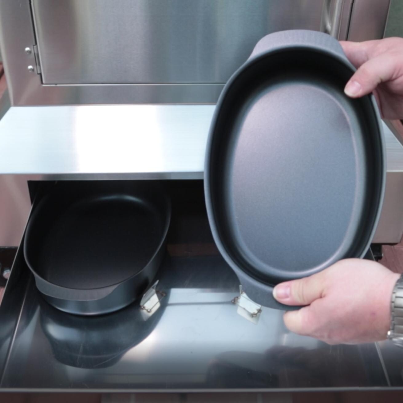 Smoke-N-Hot Stainless Steel Outdoor Pellet Pizza Oven Cooking Center - Removable Grease Tray thumbnail