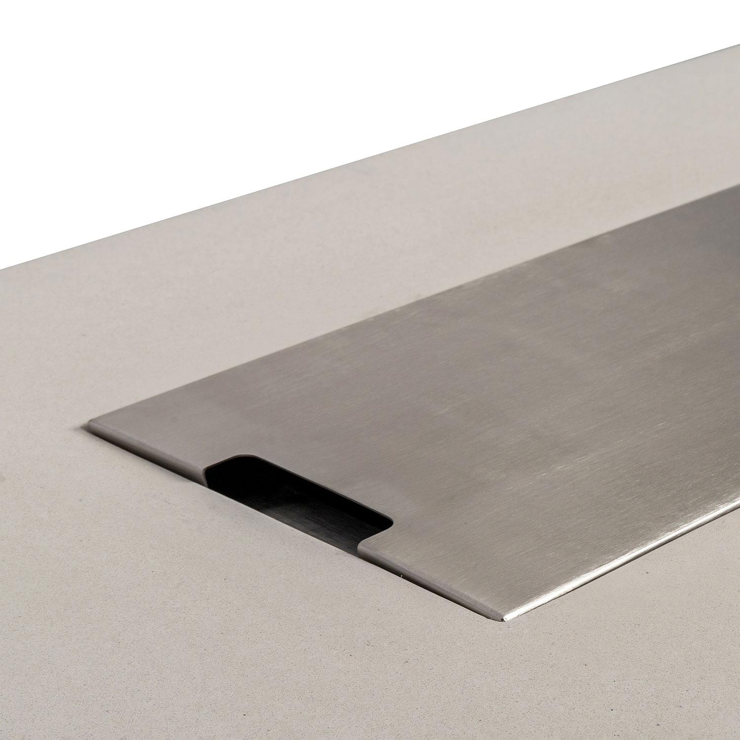 Glenwood 55-in Rectangular Concrete Natural Gas Fire Pit in White by Lakeview Outdoor Designs - Burner Lid - Detail thumbnail