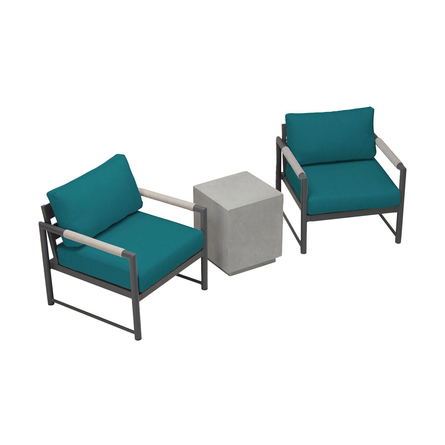 Lakeview AVEBAY-SL-PG-SET104-PC Avenue Bay Slate/Pebble Gray 3 Pc Chat Set - Spectrum Peacock - Overhead View - White Background thumbnail