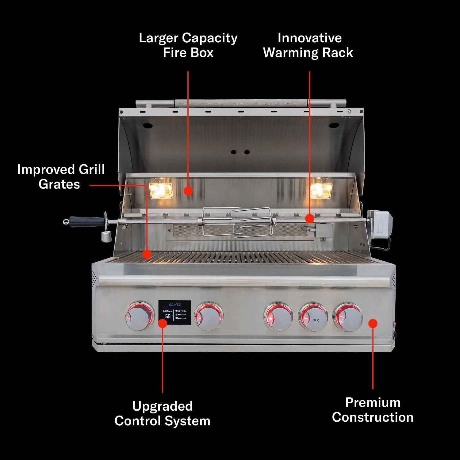 Blaze BLZ-4LTEPRO-LP LTE PRO 32-in 4-Burner Built-In Propane Grill w/ Digital Temperature Screen & Rotisserie - Features - Detail thumbnail