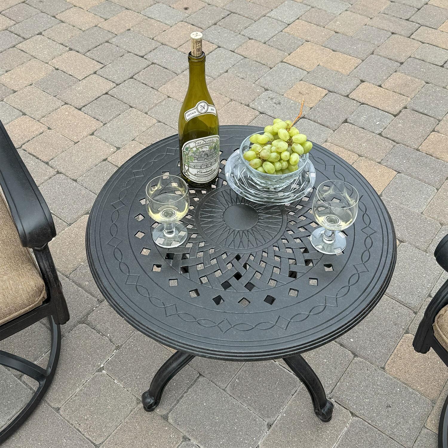 Darlee Cast Aluminum 24-in Round End Table - Seating Set (Not Included) - Overhead View - Lifestyle thumbnail