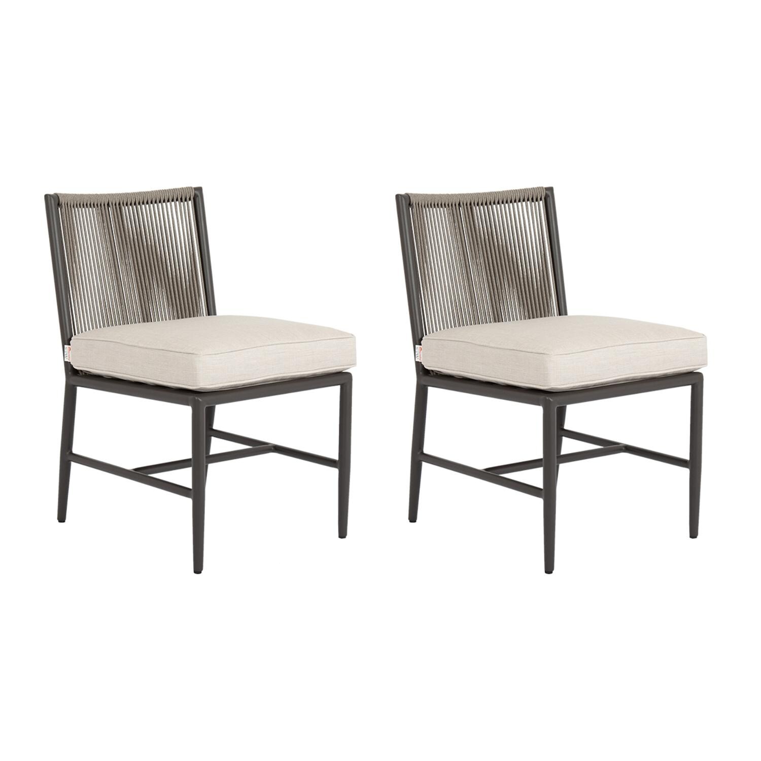 Sunset West - 4601-1A-57005 (2) - Pietra 2 Piece Rope & Aluminum Armless Patio Dining Chair Set W/ Sunbrella Echo Ash Cushions thumbnail