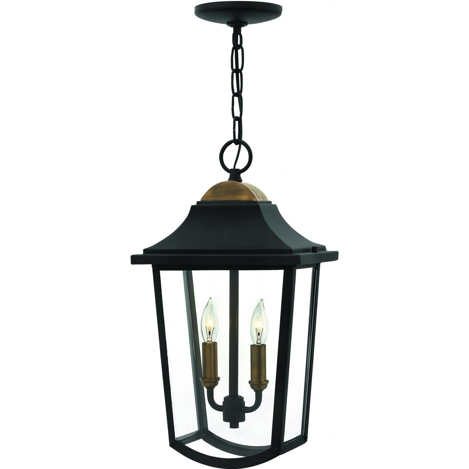 Hinkley Lighting Burton Two Light 18-Inch Outdoor Hanging Lantern - Black - 1972BK