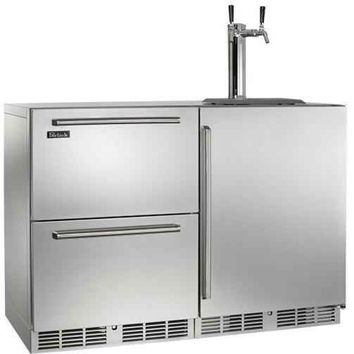 Perlick 12.0 Cu. Ft. Outdoor Drawer Refrigerator / Dual Tap Kegerator Stainless Steel HP48RT