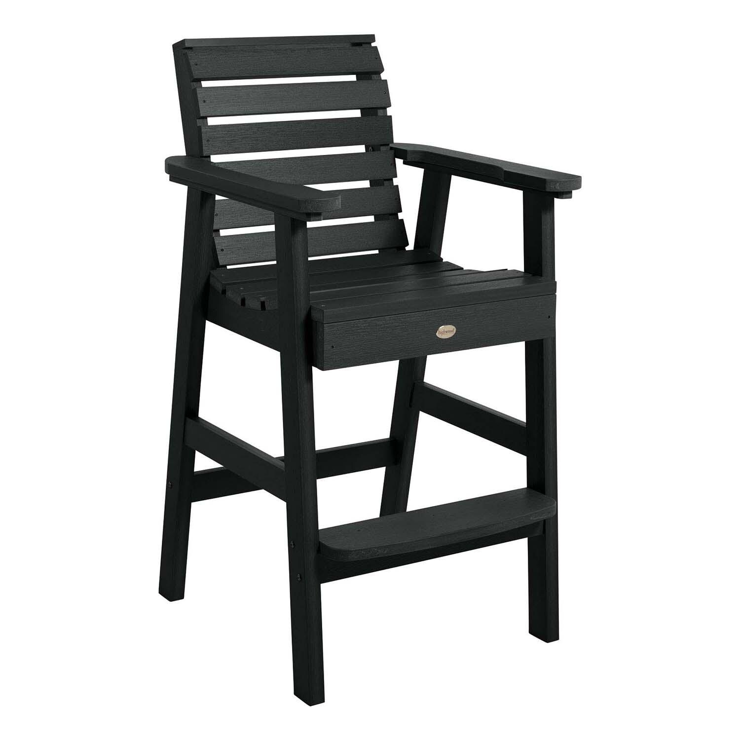 Elm Pointe Polyresin Bar Stool in Black By Lakeview Outdoor Designs - White Background thumbnail