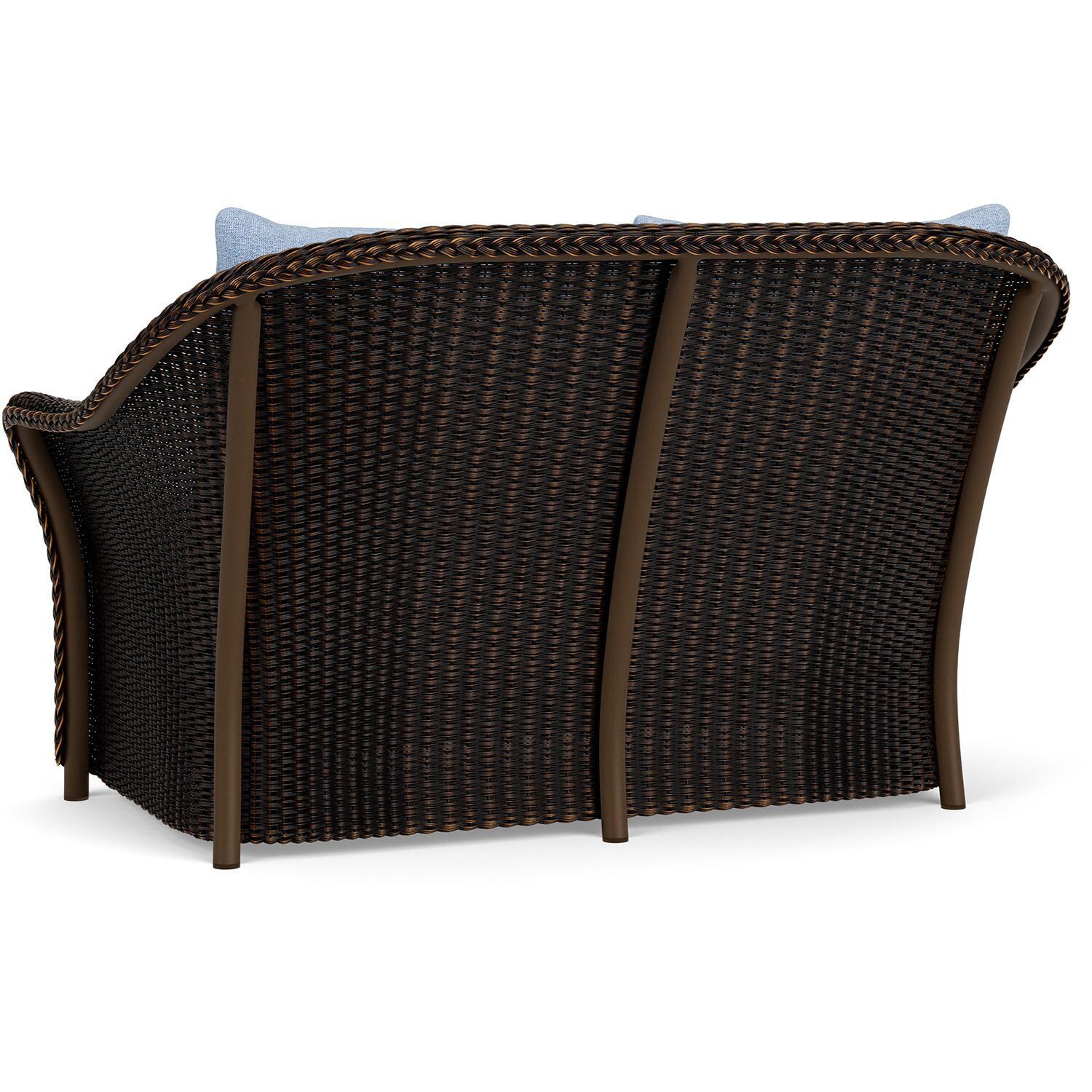 Lloyd Flanders Weekend Retreat Loveseat in Mink Finish W/ Demo Skyway Fabric - Back Left thumbnail