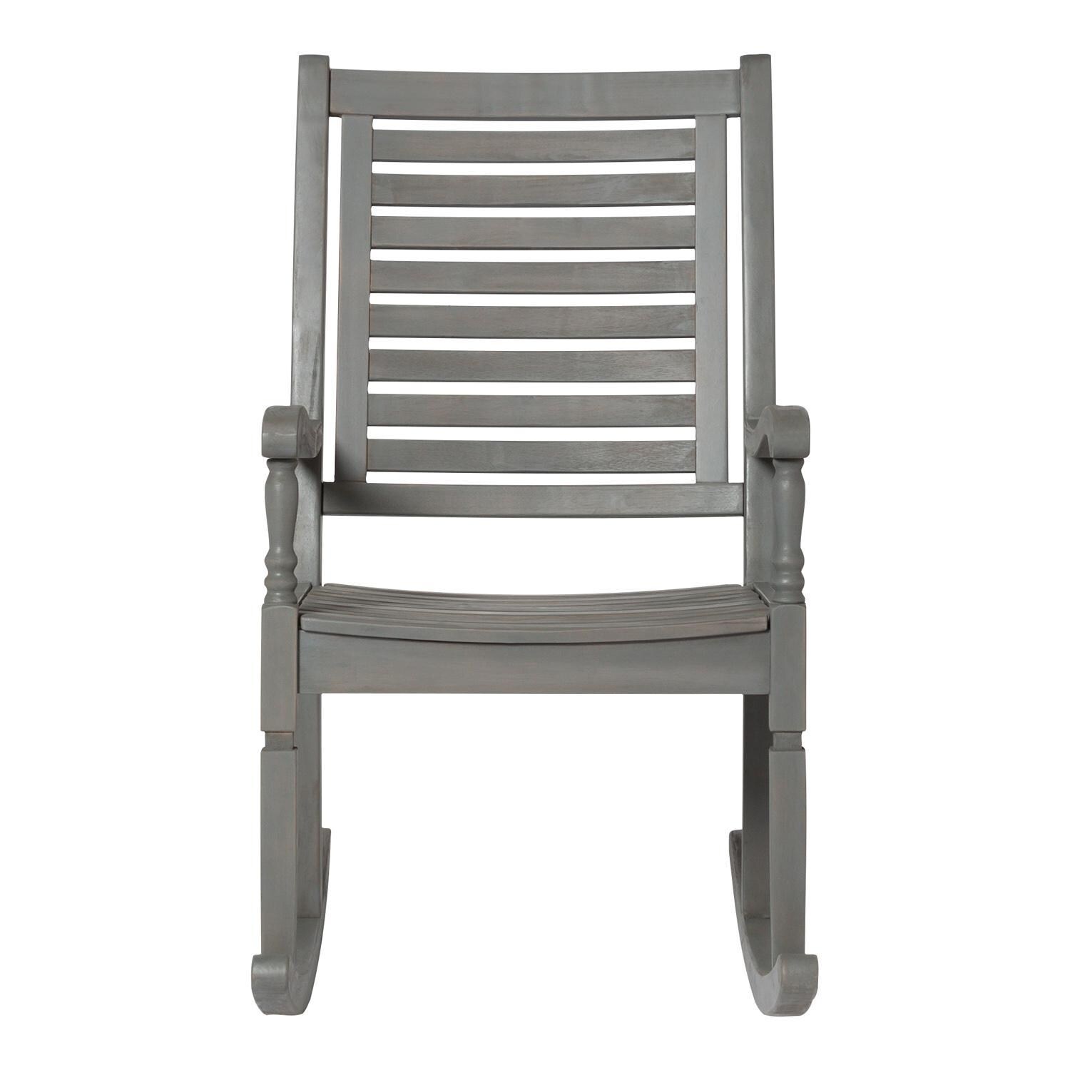 Ultimate Patio Horizon Way Acacia Patio Rocking Chair - Gray Wash - Front View thumbnail