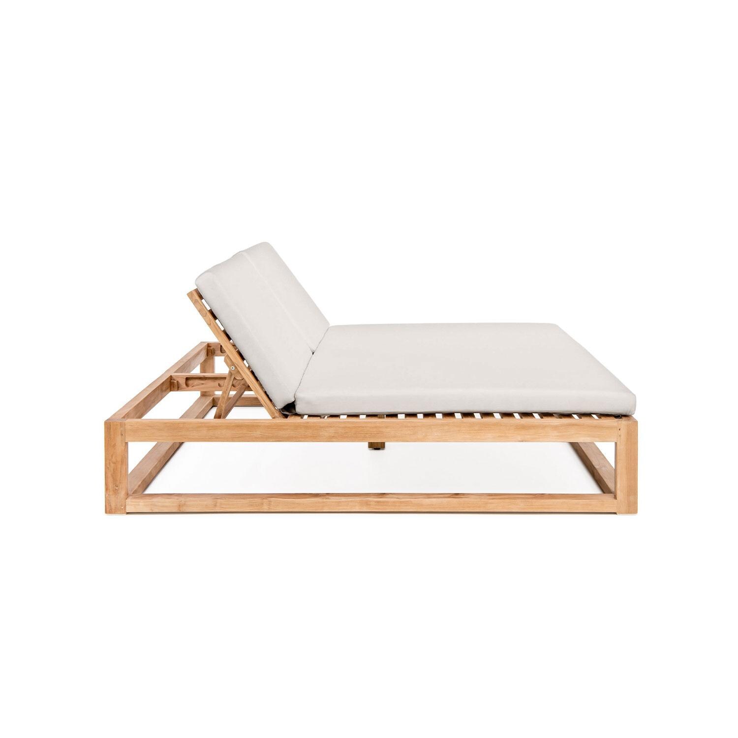 Scape Key Teak 2 Person Double Chaise Lounge in Silver by Lakeview Outdoor Designs - Side View - White Background thumbnail
