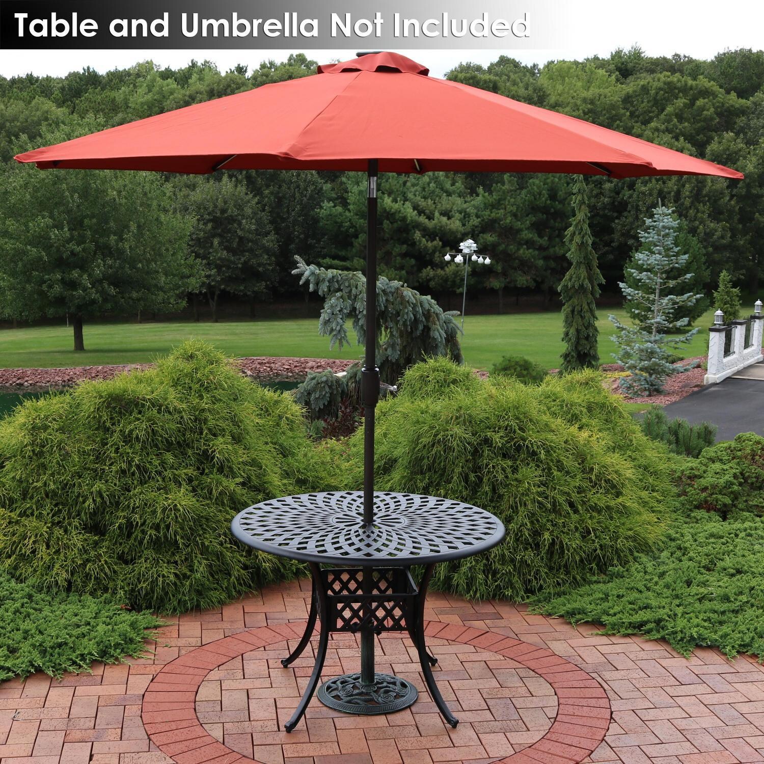 Ultimate Patio 17 Lb Rose Blossom Cast Iron Umbrella Base - Green - Supporting Umbrella Under Patio Table (Umbrella & Table Not Included) thumbnail