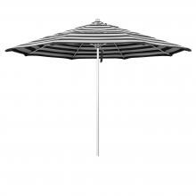 California Umbrella Venture Series 11 Ft Octagonal Aluminum Patio Umbrella W/ Pulley Lift, Fiberglass Ribs & Double Vent - Silver Anodized Frame / Sunbrella Cabana Classic Canopy image