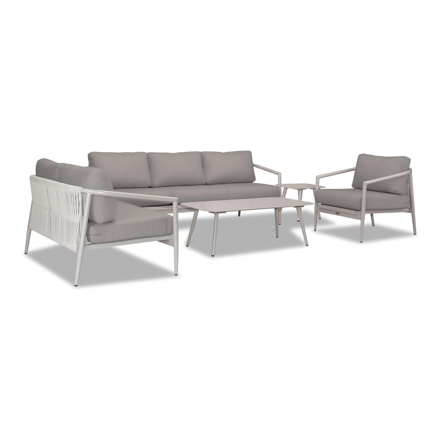 Lakeview Midnight Cove 5 Pc Aluminum Sofa Seating Set in Urban Stone/Canvas Charcoal - Angled - White Background thumbnail