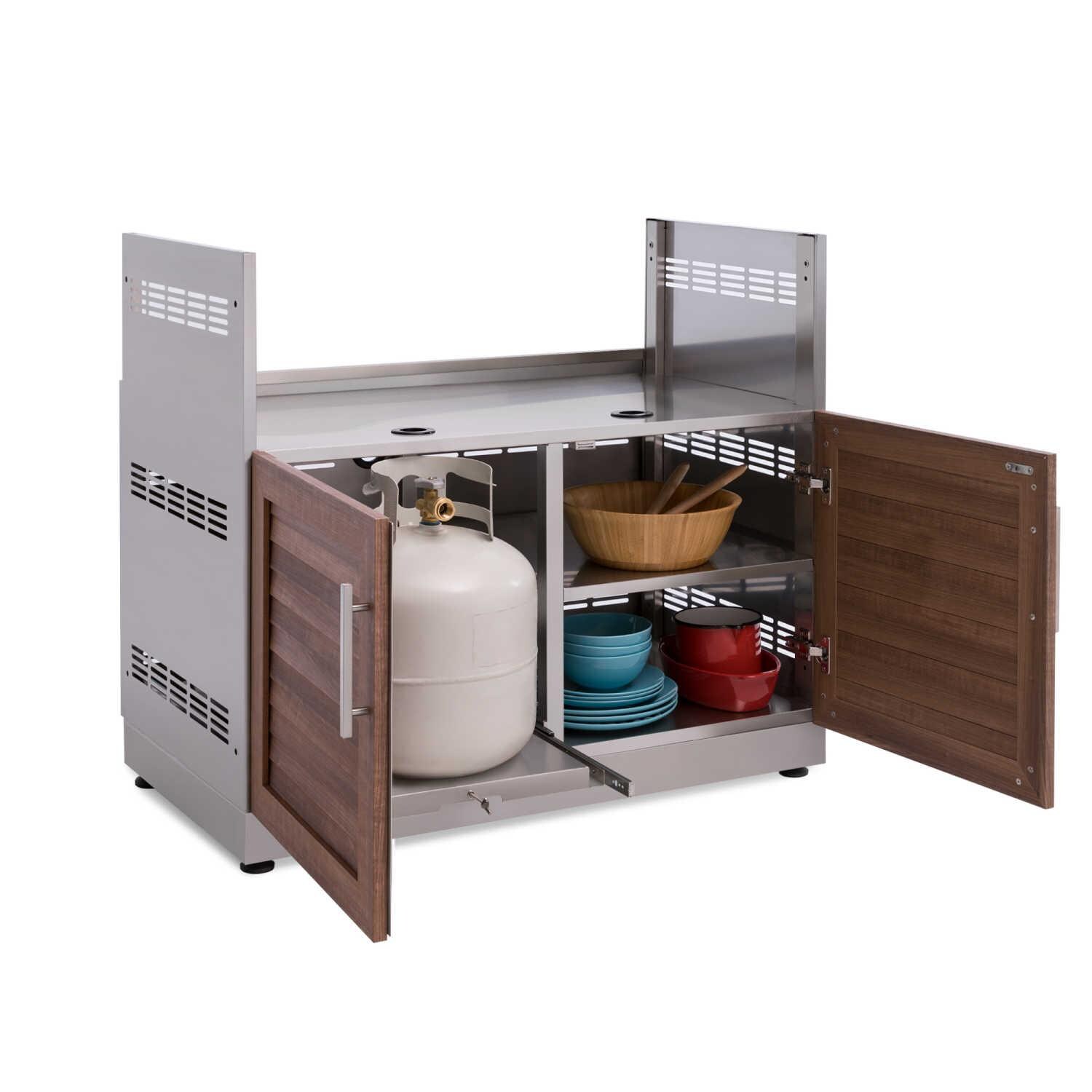 NewAge Outdoor Kitchen 40-Inch Stainless Steel Insert Grill Cabinet In Grove - Interior Lifestyle View thumbnail