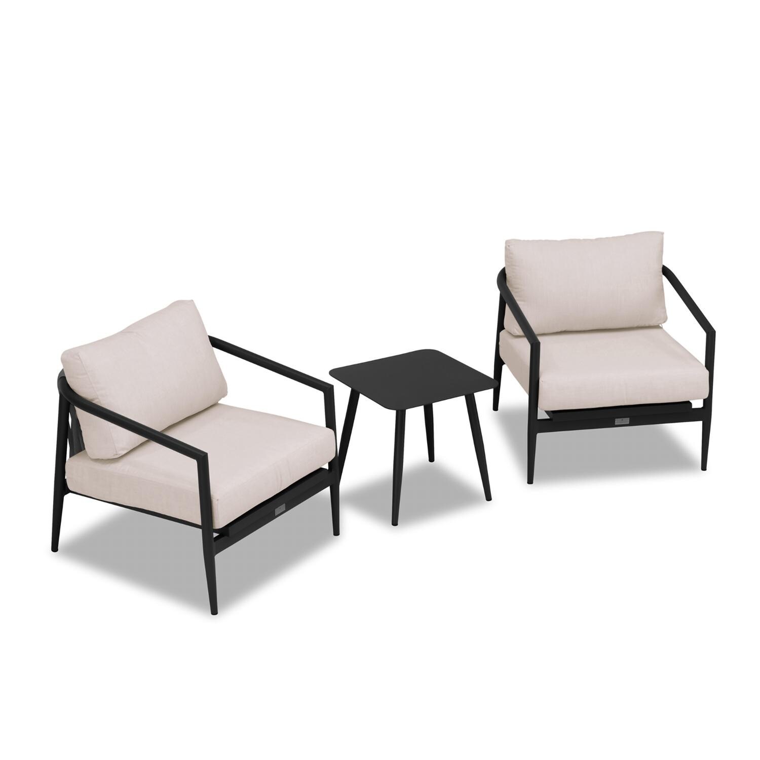 Lakeview Midnight Cove 3 Pc Aluminum Club Chair Seating Set in Black/Carbon/Cast Silver - Top - White Background thumbnail