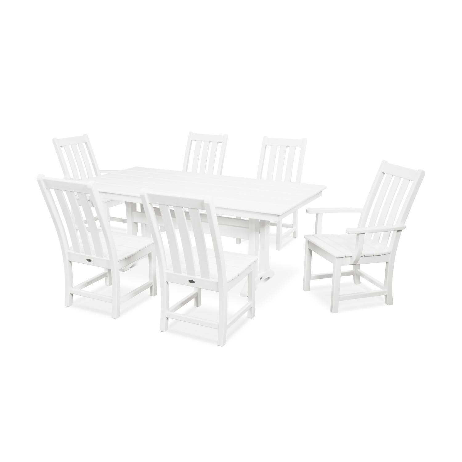 POLYWOOD Vineyard 7-Piece Farmhouse Trestle Dining Set - White