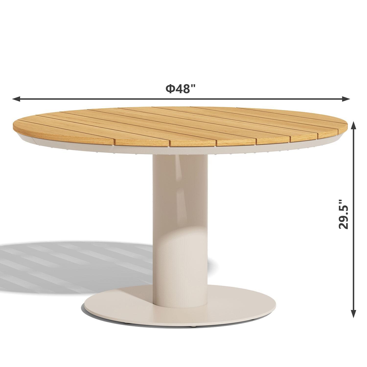 Avery Island 48 Inch Aluminum Dining Table by Lakeview Outdoor Designs - Dimensions - Dimensional thumbnail