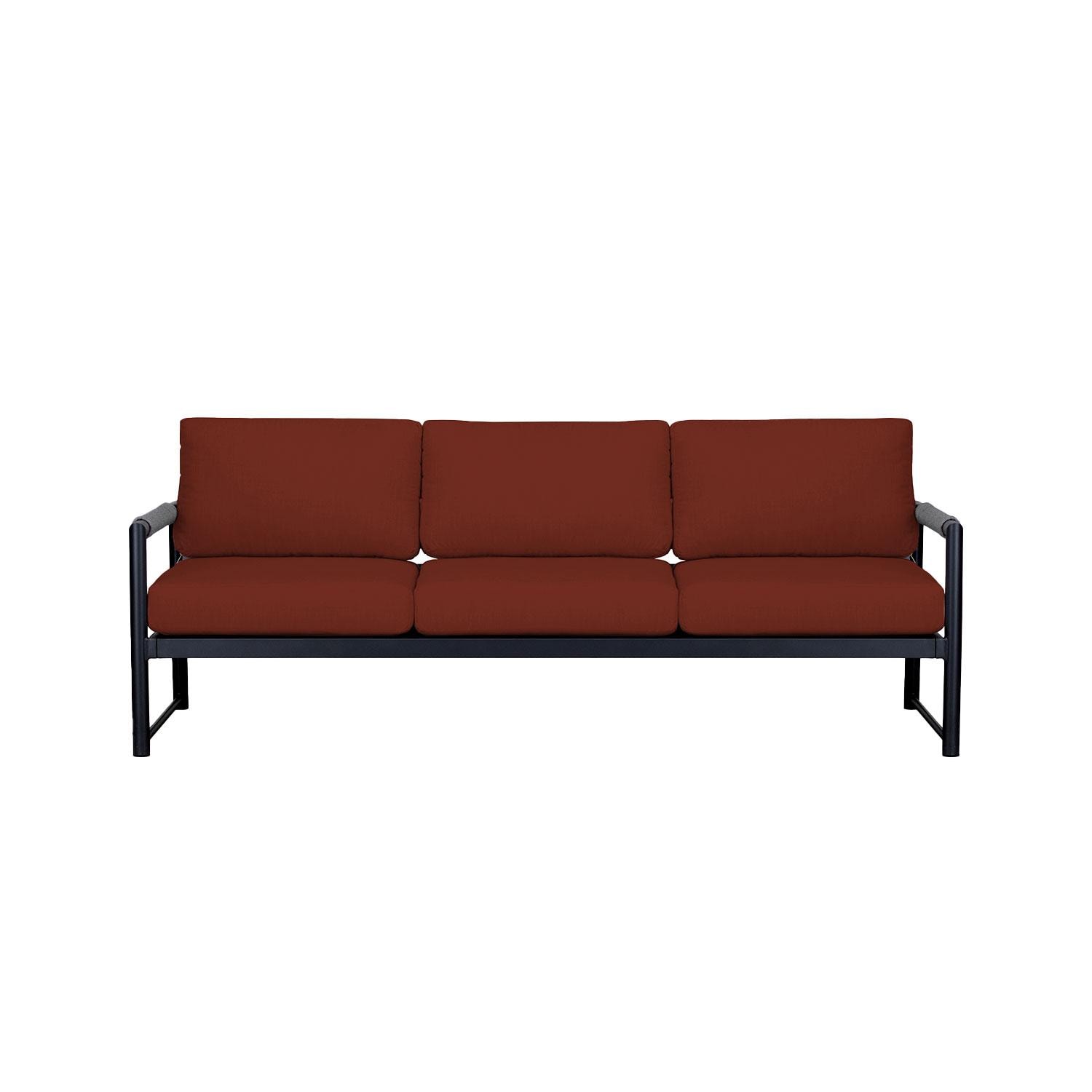 Avenue Bay 3 Person Aluminum Sofa in Black/Canvas Henna by Lakeview Outdoor Designs