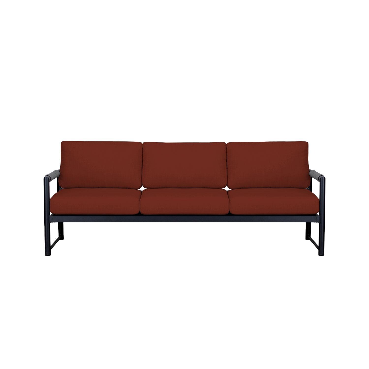 Avenue Bay 3 Person Aluminum Sofa in Black/Canvas Henna by Lakeview Outdoor Designs