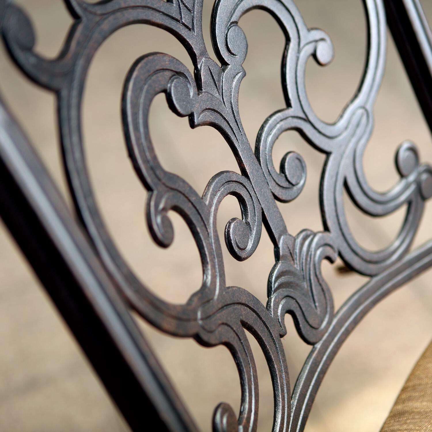 Darlee 201010-11PC-60LE Santa Barbara 11 Piece Cast Aluminum Patio Dining Set W/ 92 X 42 Inch Rectangular Extension Table & Sesame Cushions - Back Detail thumbnail