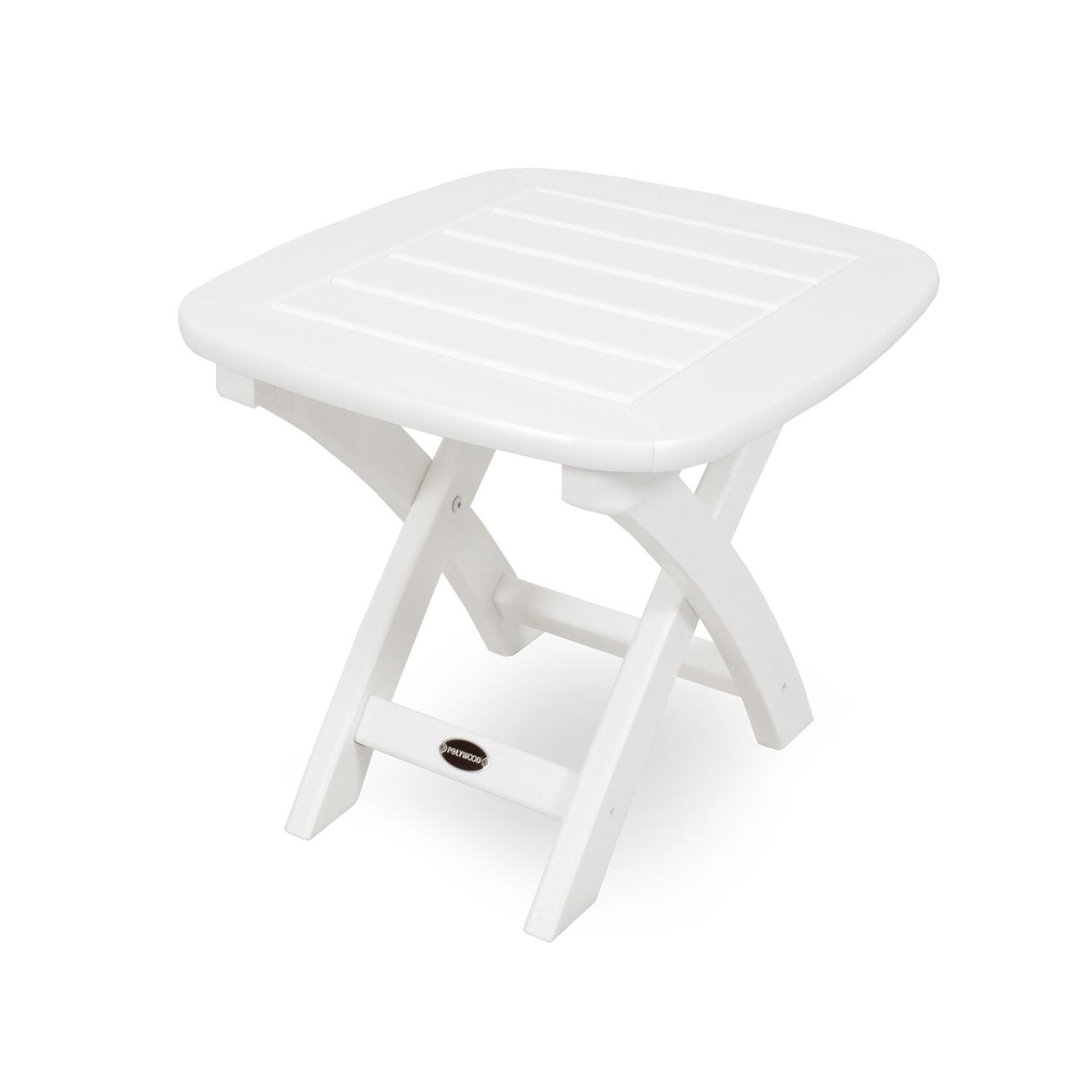 POLYWOOD Nautical 21 x 18 Inch Patio Side Table - White thumbnail