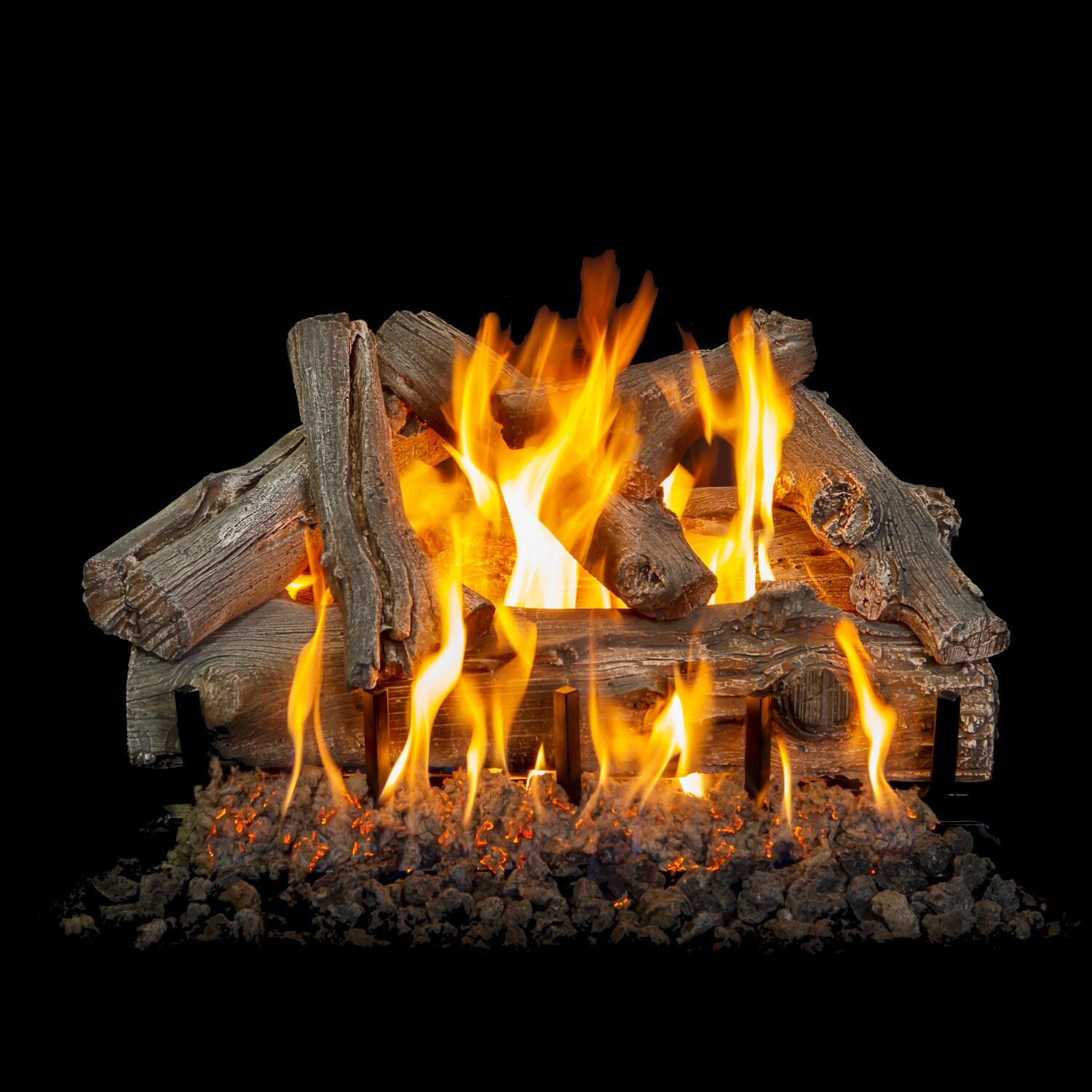 Grand Canyon 24-Inch Western Driftwood Vented Outdoor Log Set W/ Natural Gas 2BRN SS Burner - Electronic On/Off Remote Ready