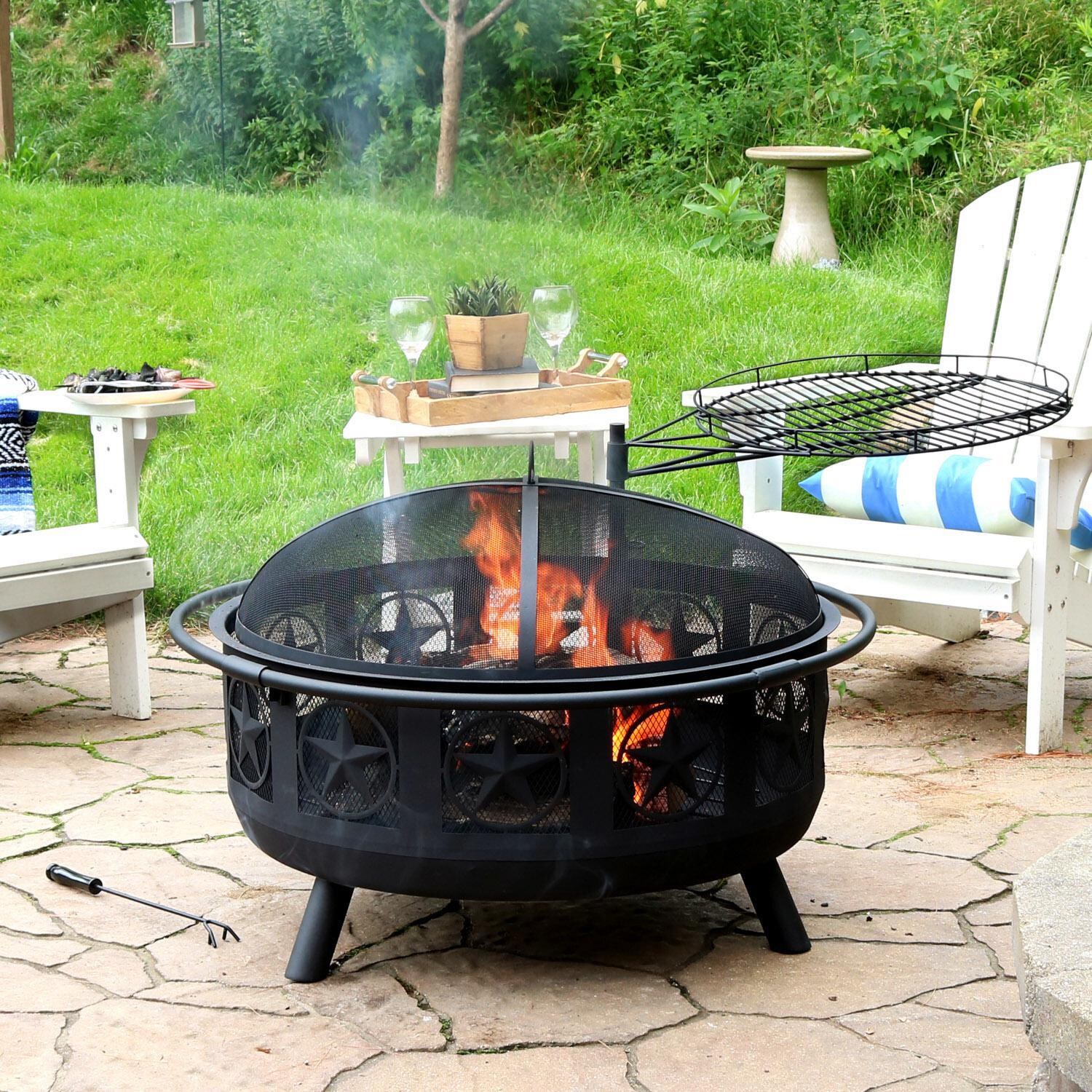 36 Inch Round Steel Wood-Burning Fire Pit in Black by Ultimate Patio