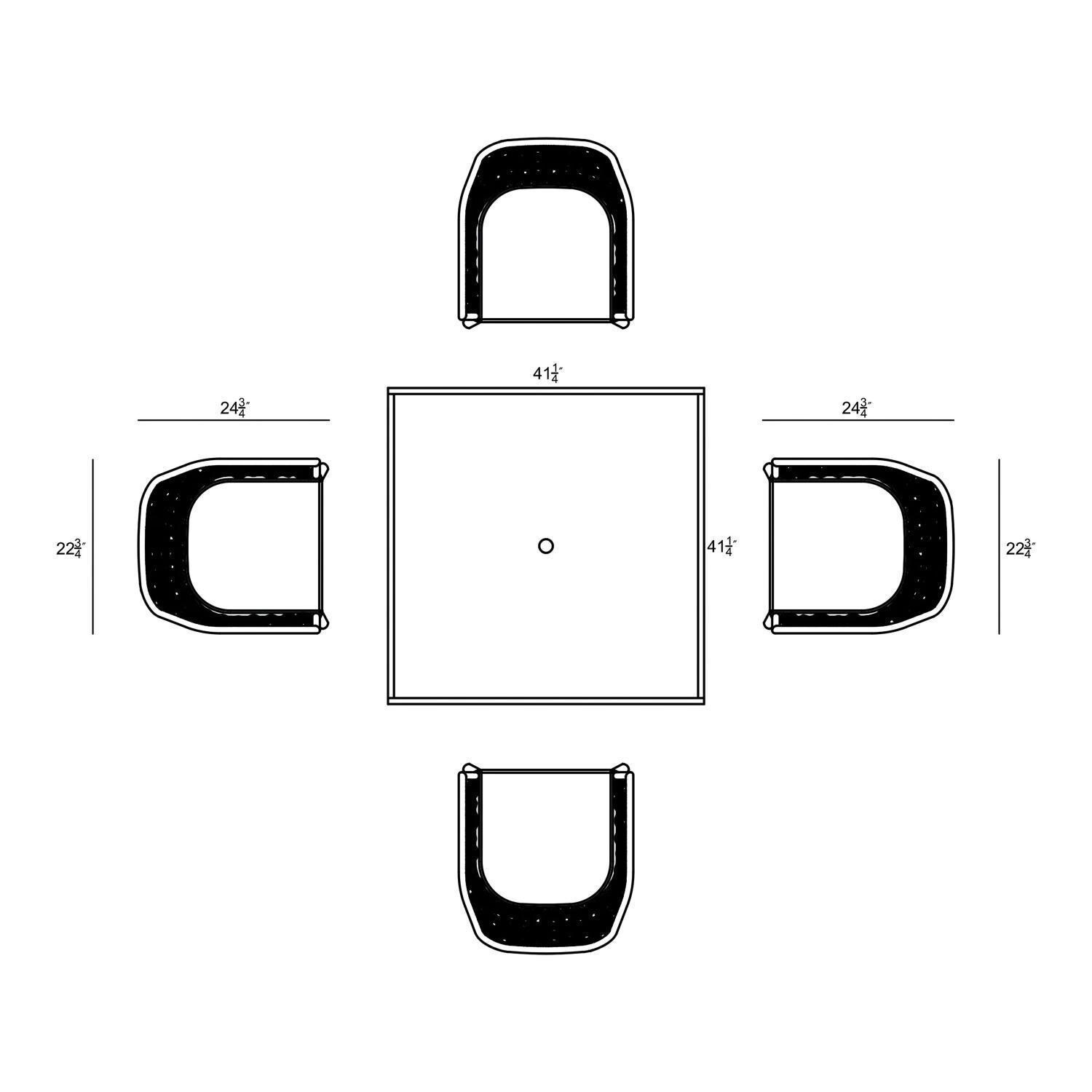 Chloe Bay 5 Pc Aluminum Square Dining Set in Black by Lakeview - Dimensional 2 thumbnail