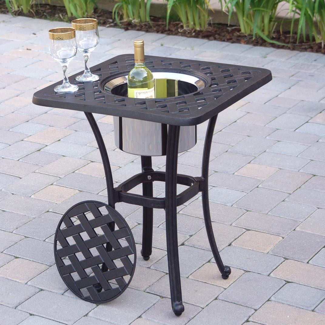 Darlee Ten Star 3-Piece Patio Conversation Set with 21 Inch Square Ice Bucket End Table - Table Open - Lifestyle thumbnail