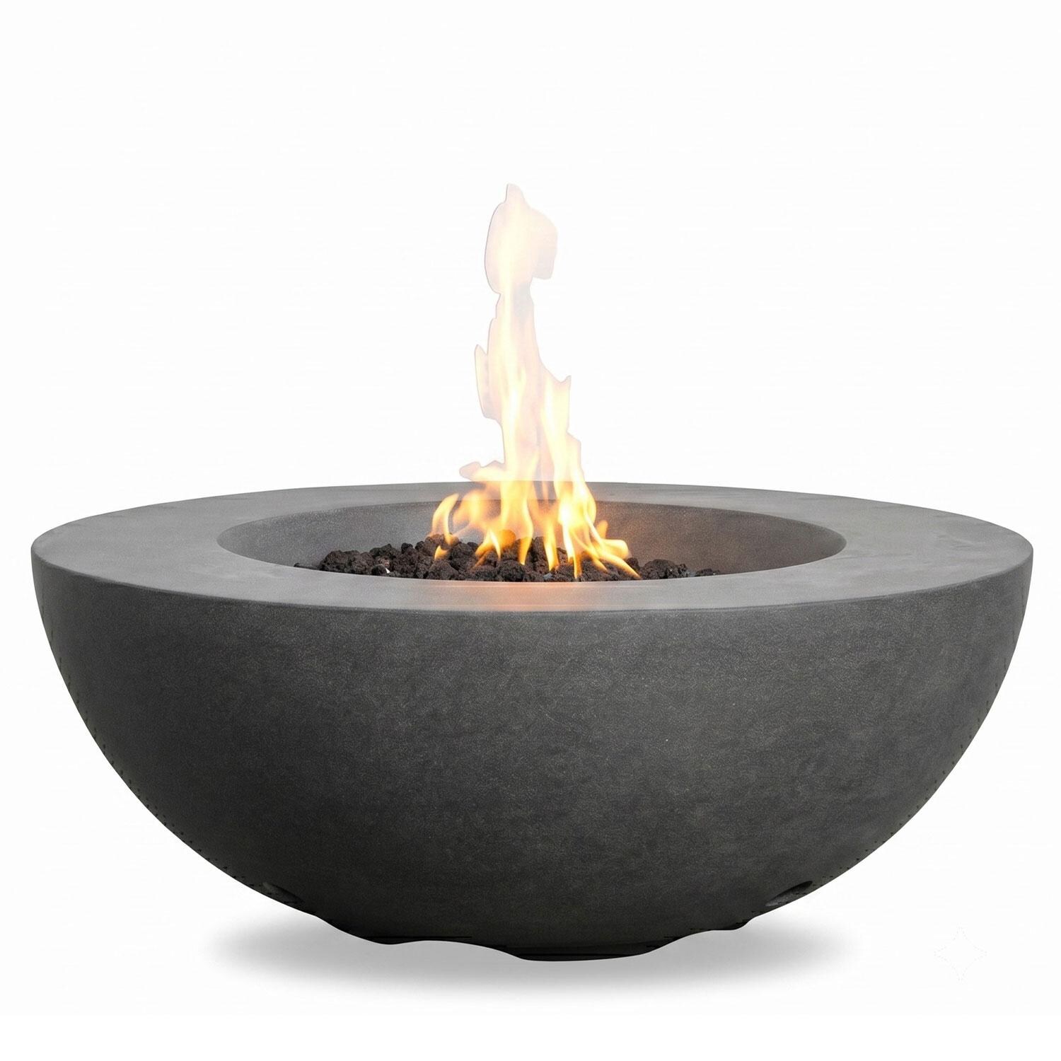 Glenwood 42-in Round Concrete Natural Gas Fire Pit w/ Push Button Ignition in Graphite by Lakeview Outdoor Designs - White Background thumbnail