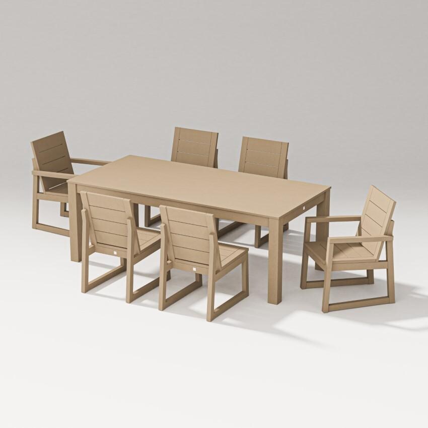 Elevate 7 Pc Parsons Table Dining Set in Vintage Sahara By PW Designer Series