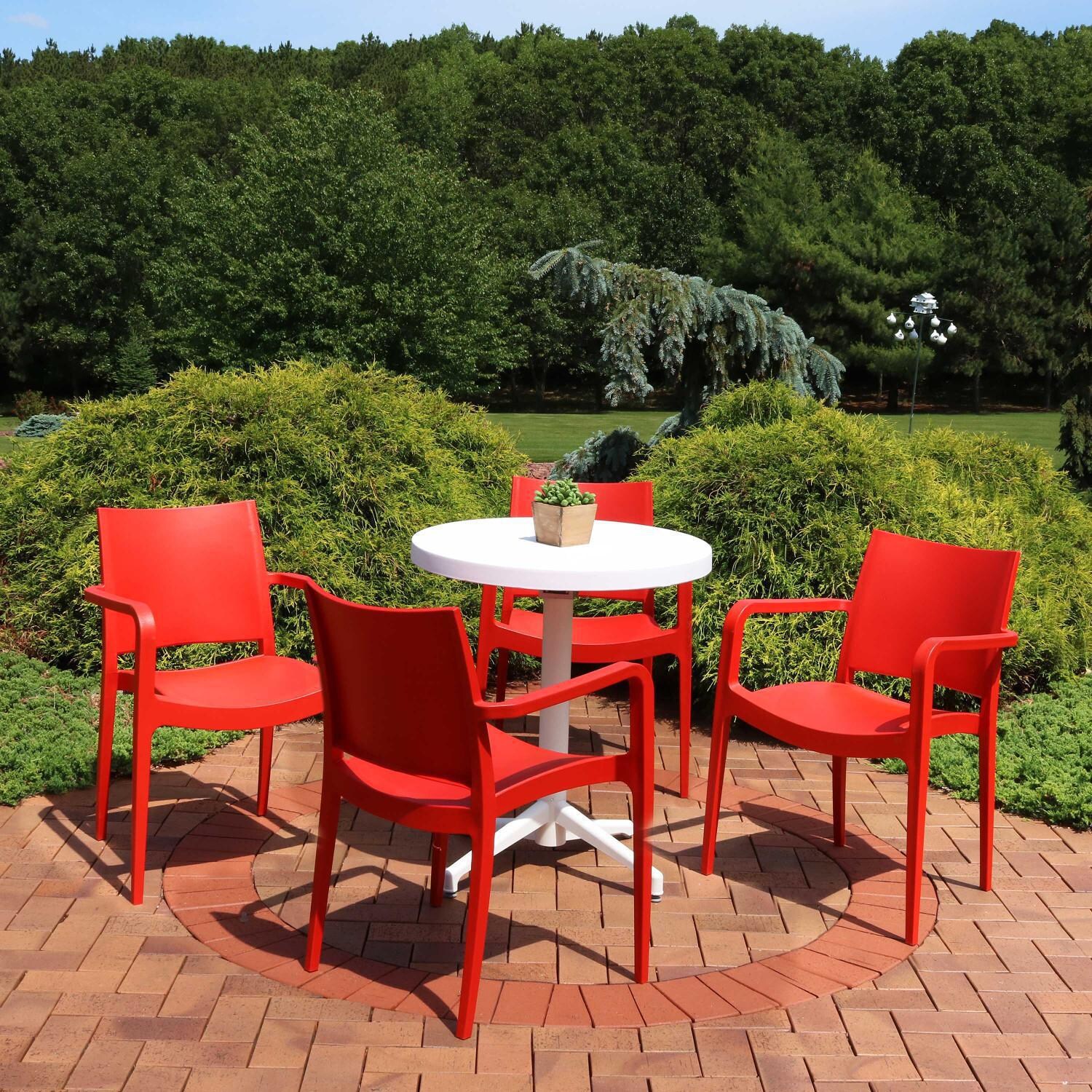 Ultimate Patio AllWeather Madison Bay 5Piece Table & Chairs Red
