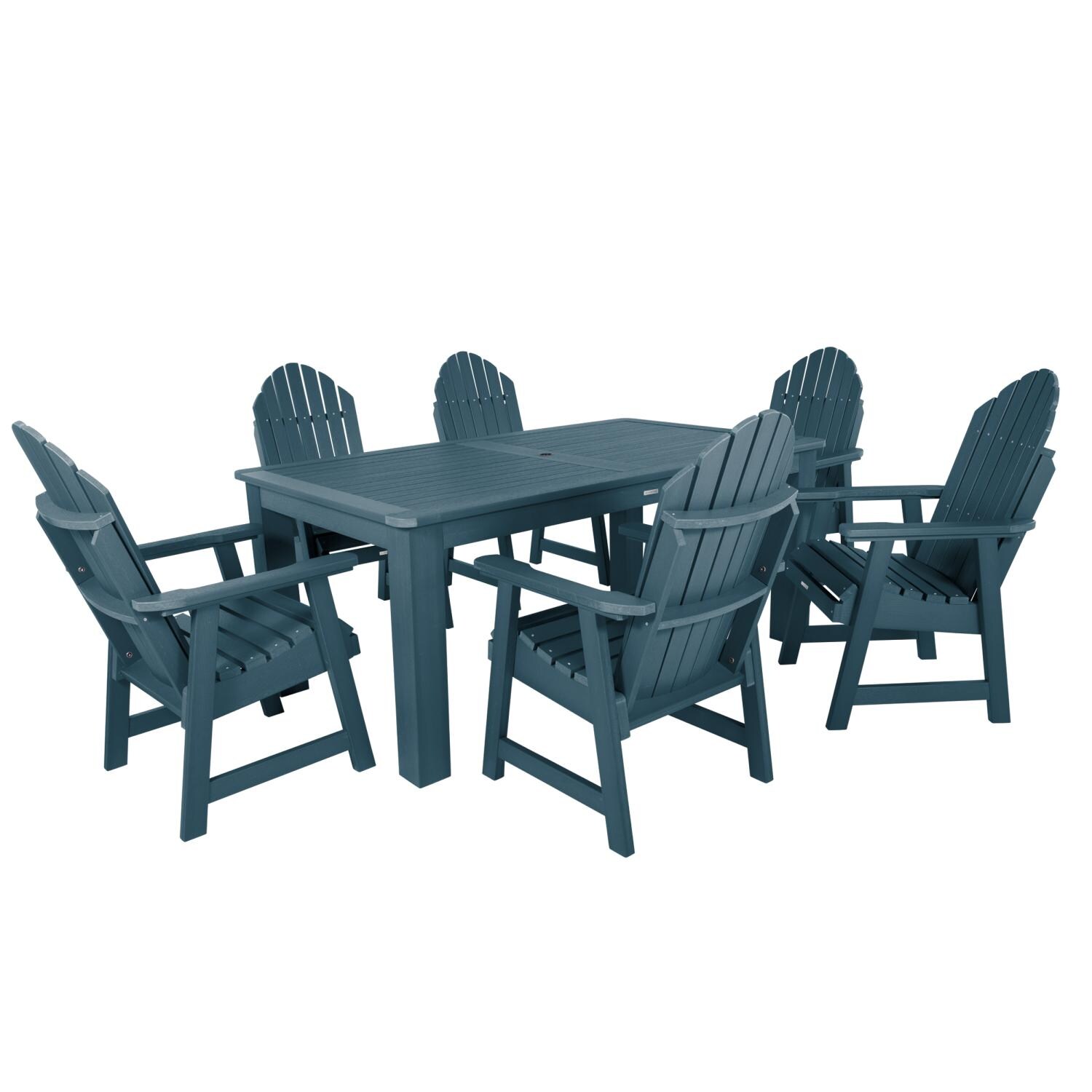 Dream Bay 7 Pc Rectangular Dining Set in Nantucket Blue By Lakeview Outdoor Designs - White Background thumbnail
