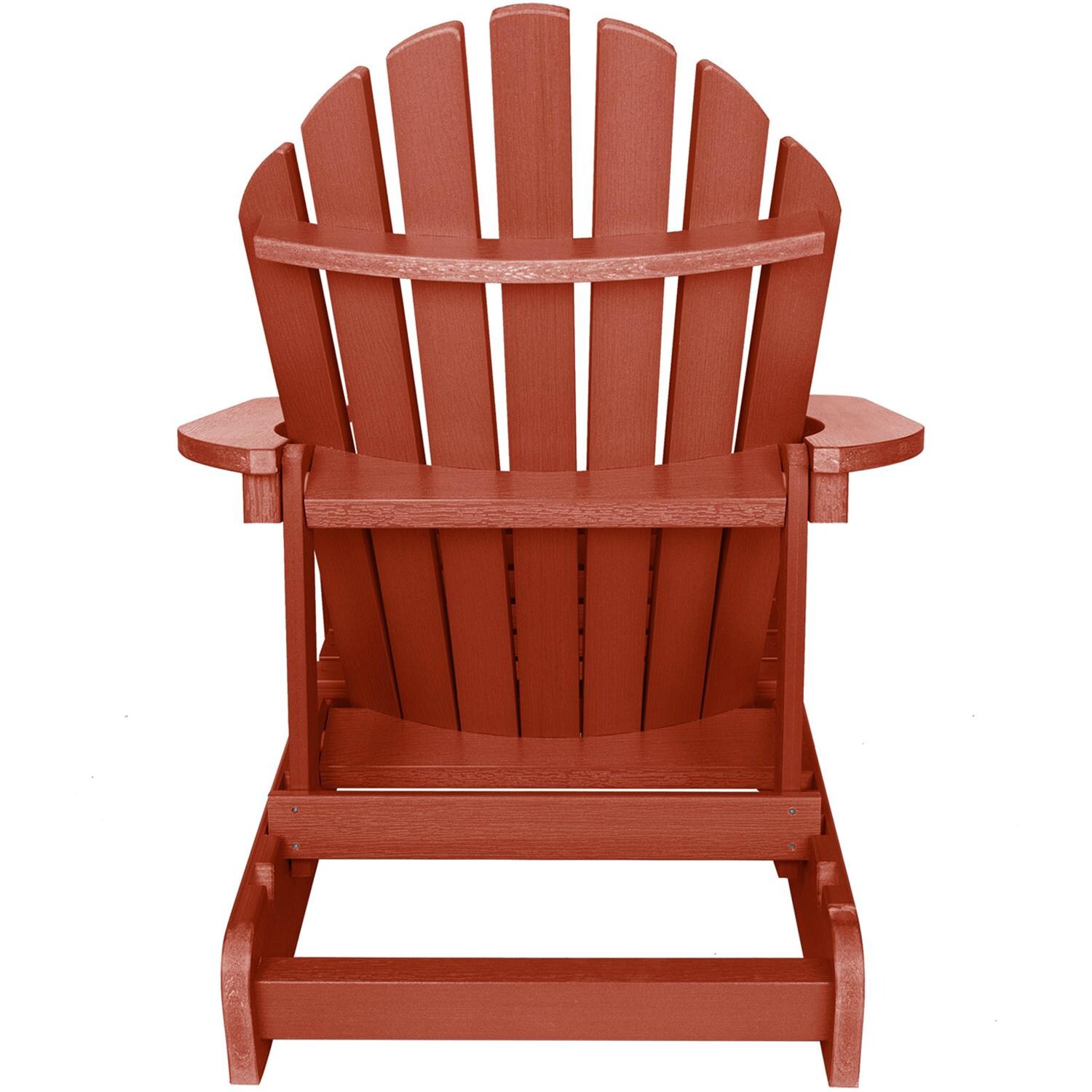 Lakeview Dream Bay Folding & Reclining Adirondack Chair - Rustic Red - Back View - White Background thumbnail
