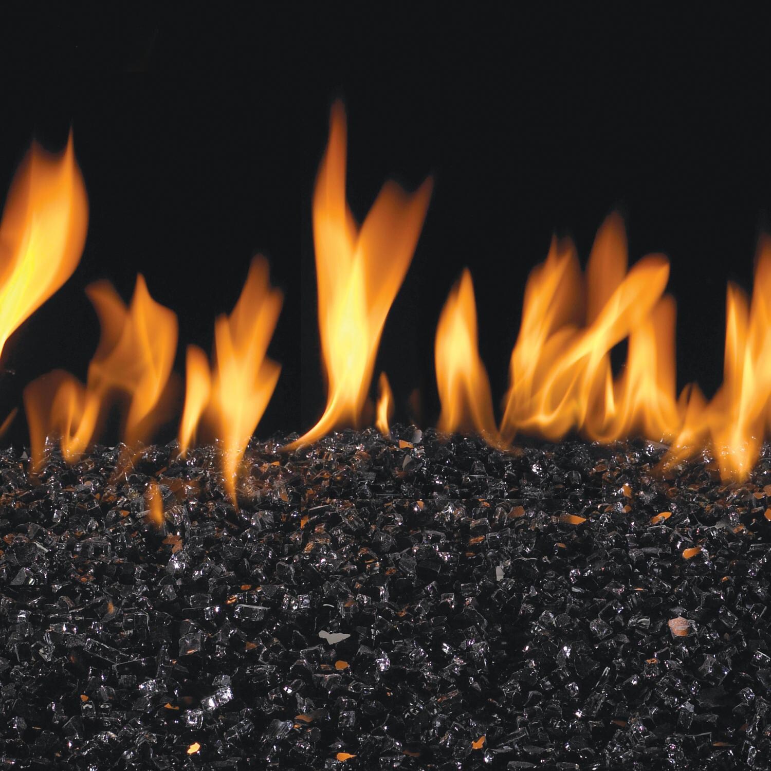 Peterson Real Fyre 30-Inch Black See-Thru Fire Glass Set With Vented Propane G45 Burner - Variable Flame Remote