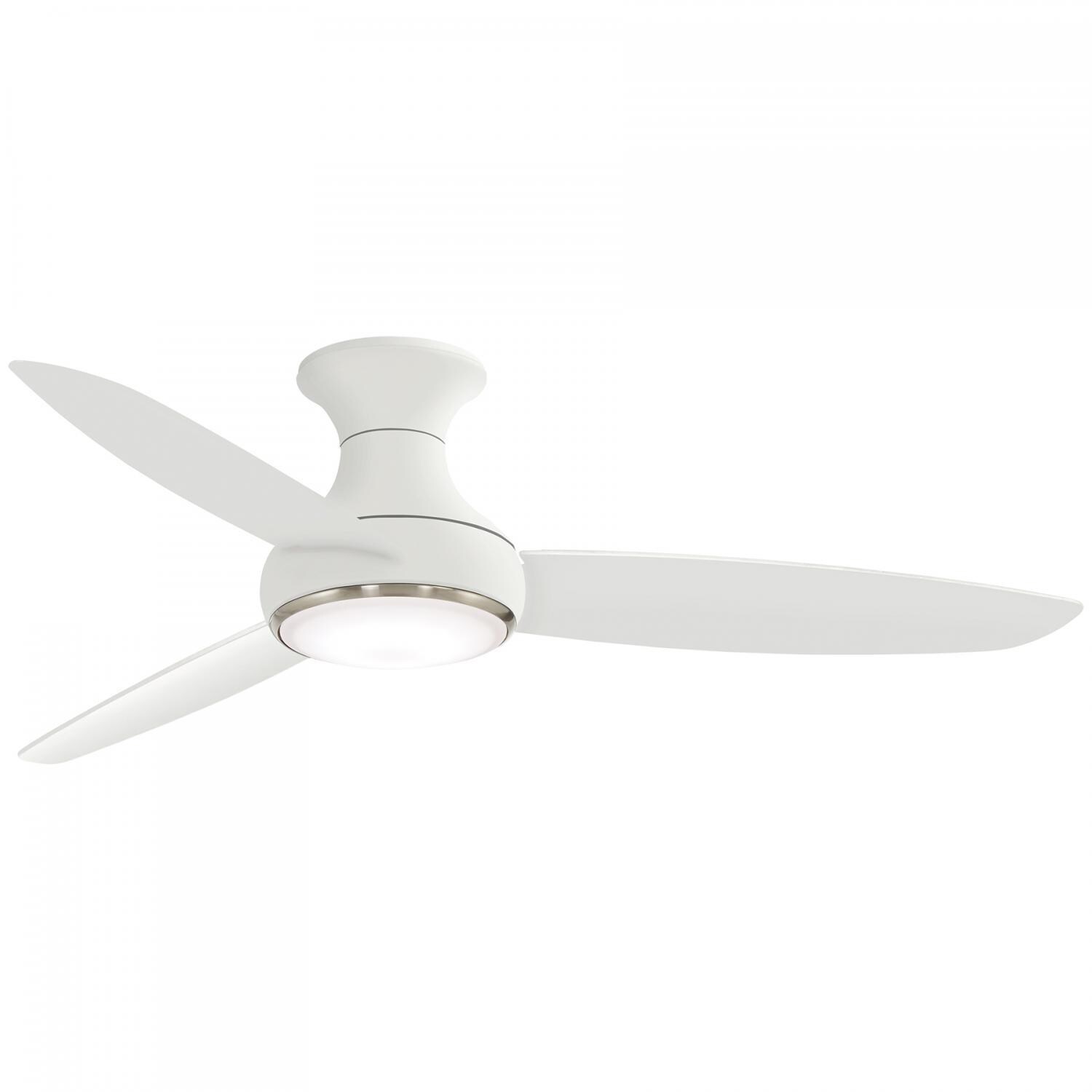 Minka-Aire Concept III 54-Inch 3-Blade LED Smart Ceiling Fan in White Finish W/ White Blades W/ Etched Opal Glass - F467L-WH