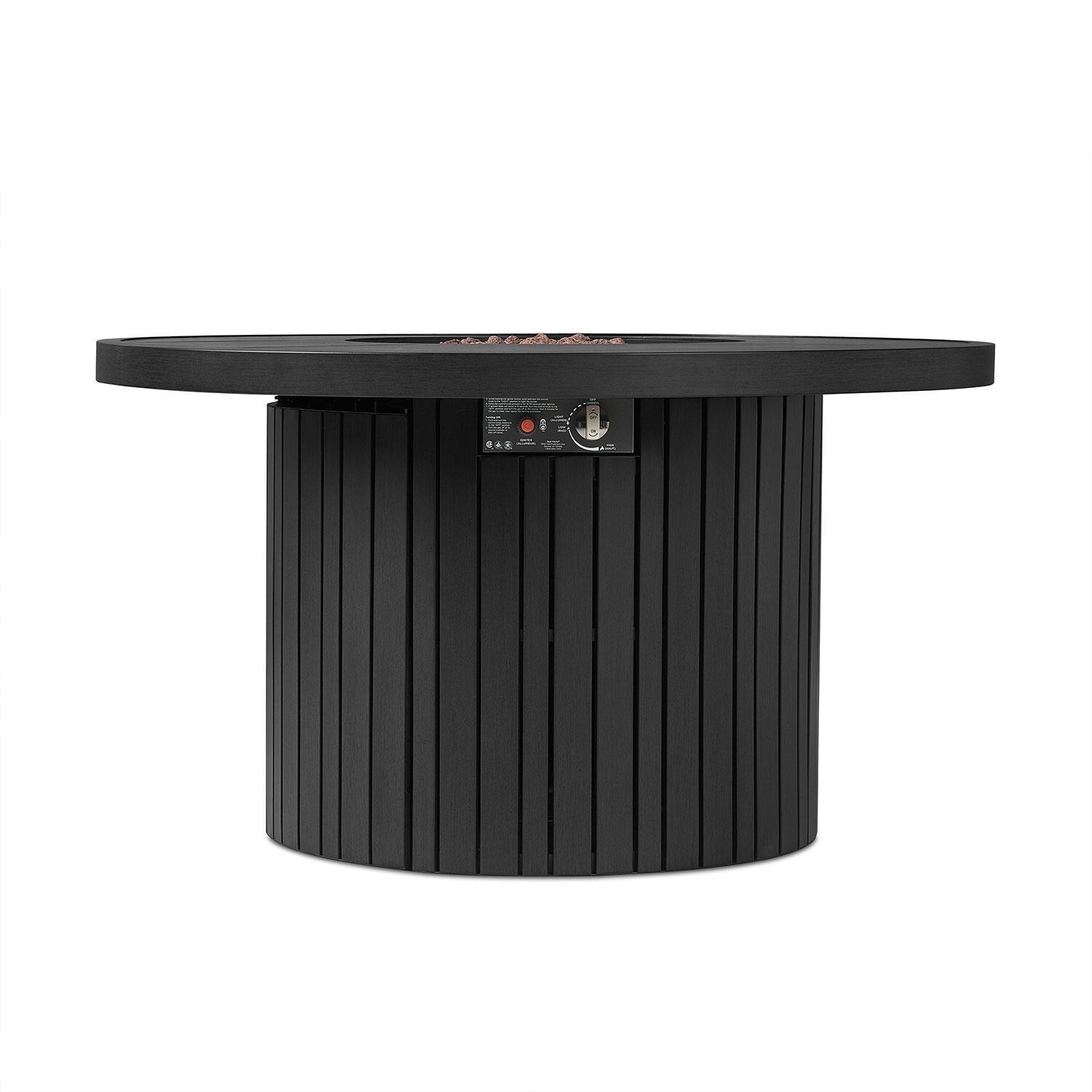 Westlook 44-in Round Metal Propane Fire Table in Black by Lakeview Outdoor Designs - Control System - White Background thumbnail
