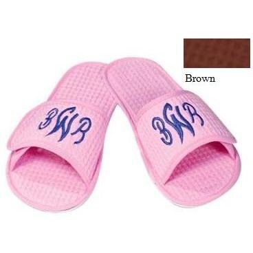 Terry Town Waffle Weave Slippers Small - Chocolate Brown