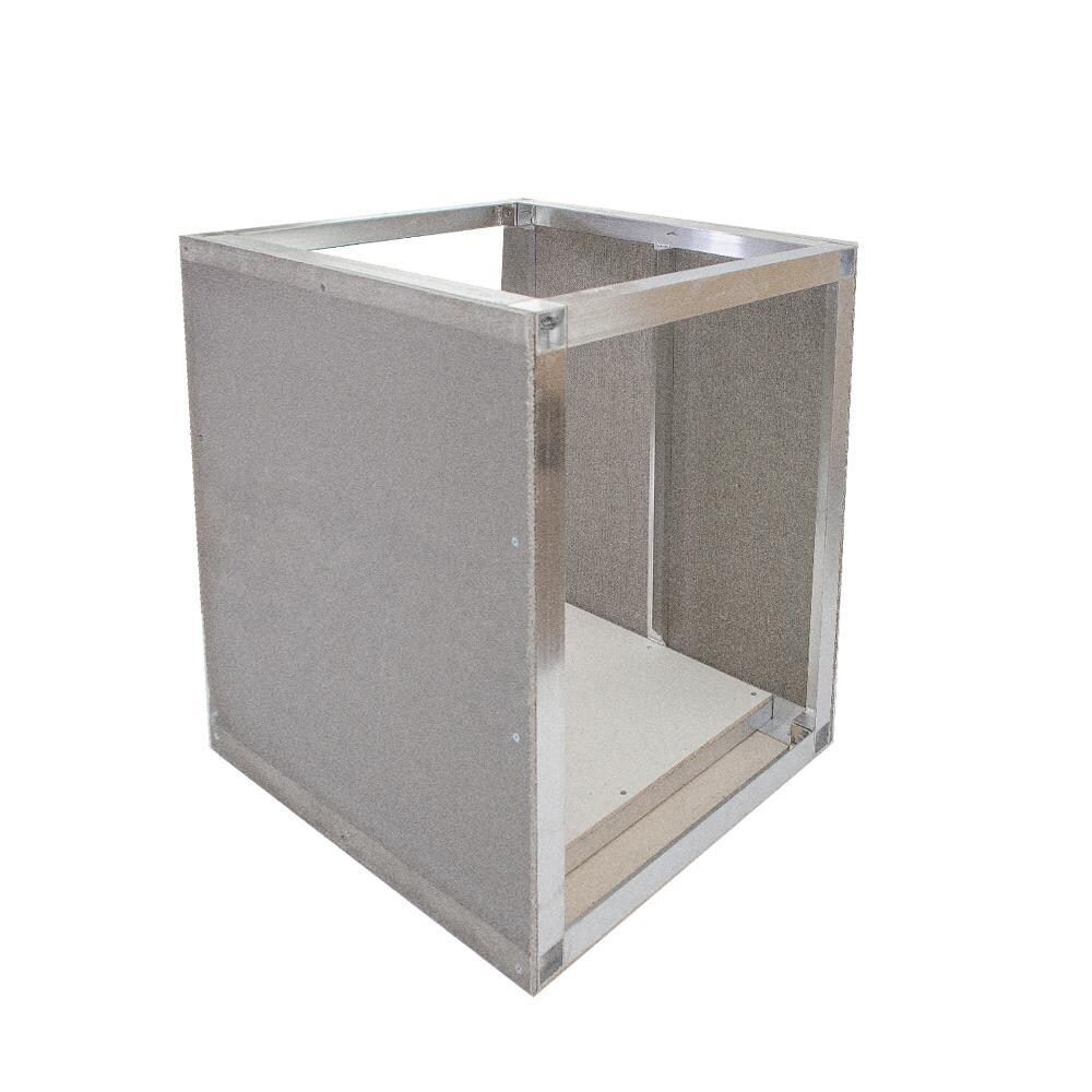 Compact Refrigerator Cabinet 32W X 35H Easy Outdoor Kitchen Frame Kit With Cement Board By Grilletics - Right-Side Angled View thumbnail