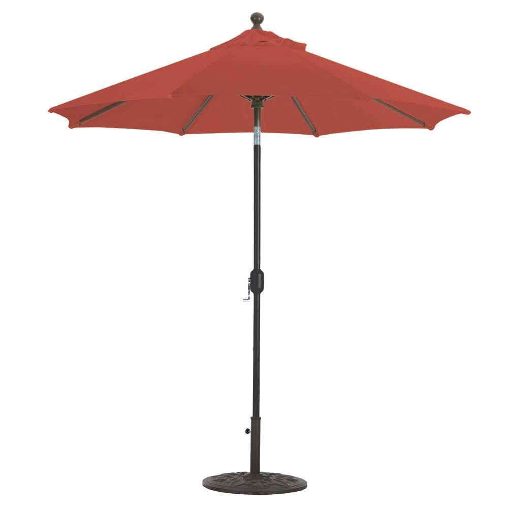 Galtech 7.5 Ft. Octagonal Aluminum Patio Market Umbrella W/ Crank Lift And Deluxe Auto Tilt - Black Frame W/ Sunbrella Canvas Henna Canopy