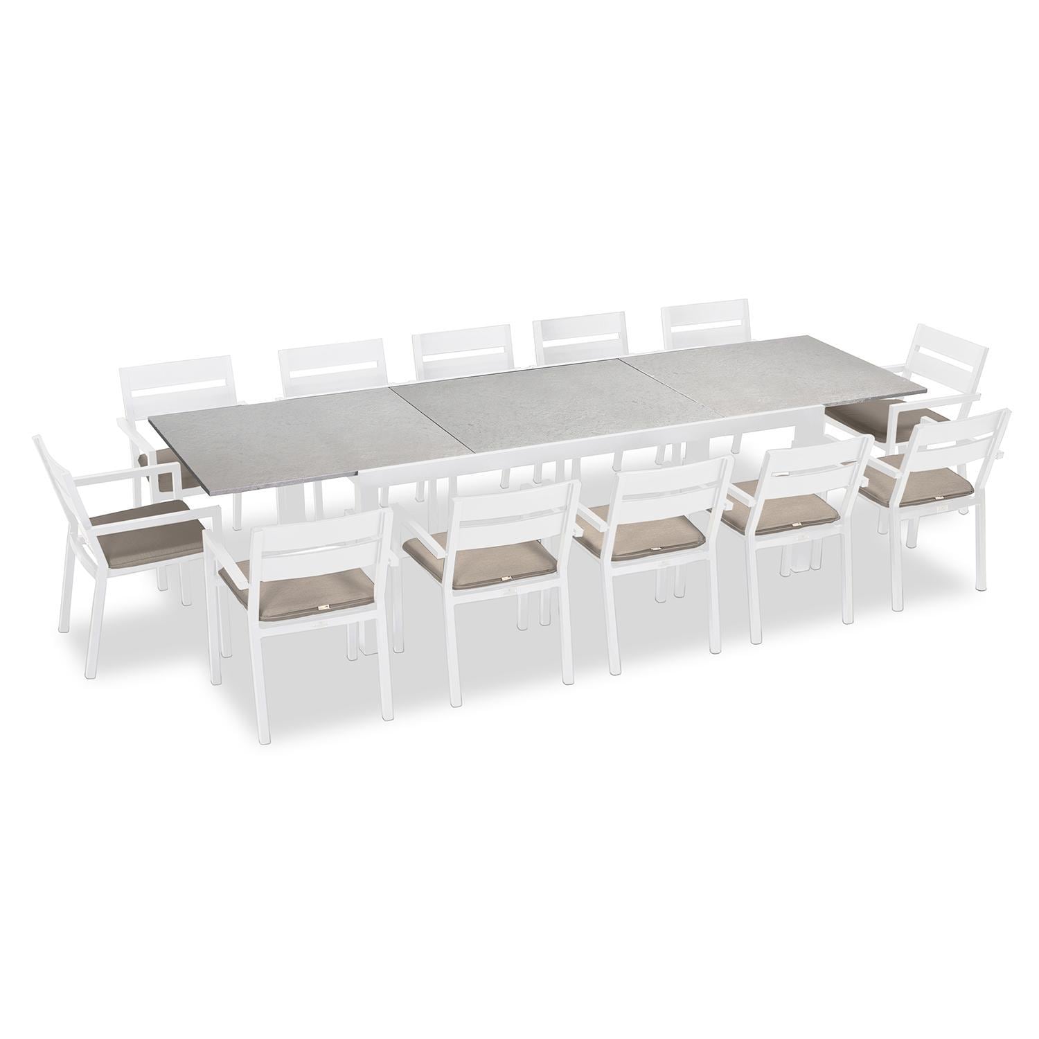 Calm Bay 13 Pc Extendable Dining Set in White/Canvas Flax by Lakeview - White Background thumbnail