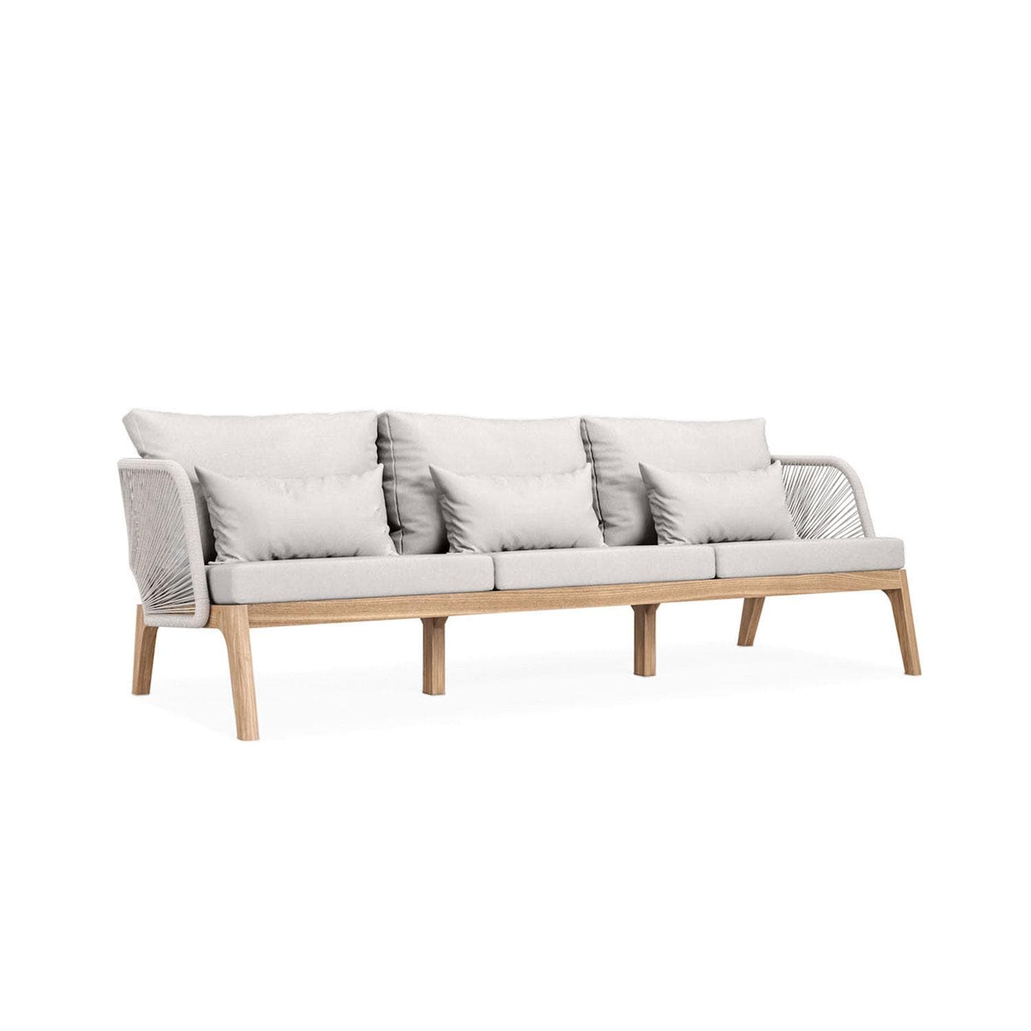 Willowlake 3 Person Teak Sofa in Silver by Lakeview Outdoor Designs - Side View - White Background thumbnail
