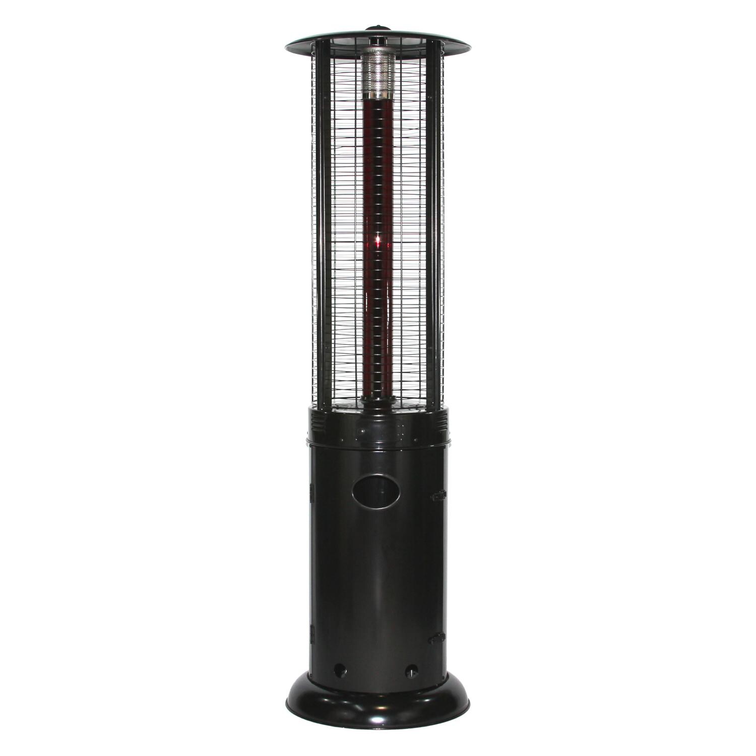 RADtec EF-Ruby 80-Inch Ellipse Flame Patio Heater - Black with Ruby Glass - Side View Turned Off thumbnail
