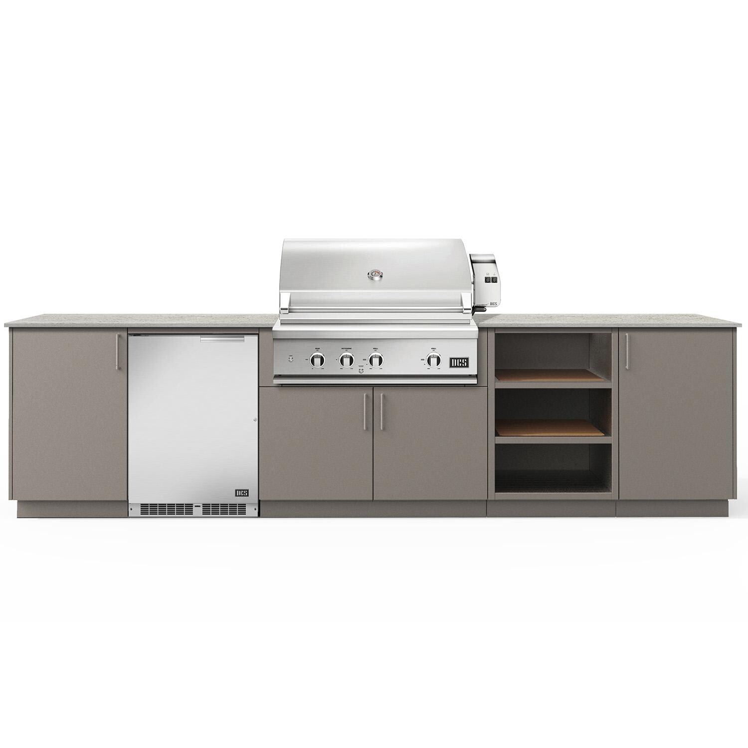 Urban Bonfire B-Taiga-36-DCS-Keon-Clay Taiga 36 Outdoor Kitchen w/ DCS Propane Grill, Refrigerator, Keon Countertop & Clay Finish thumbnail