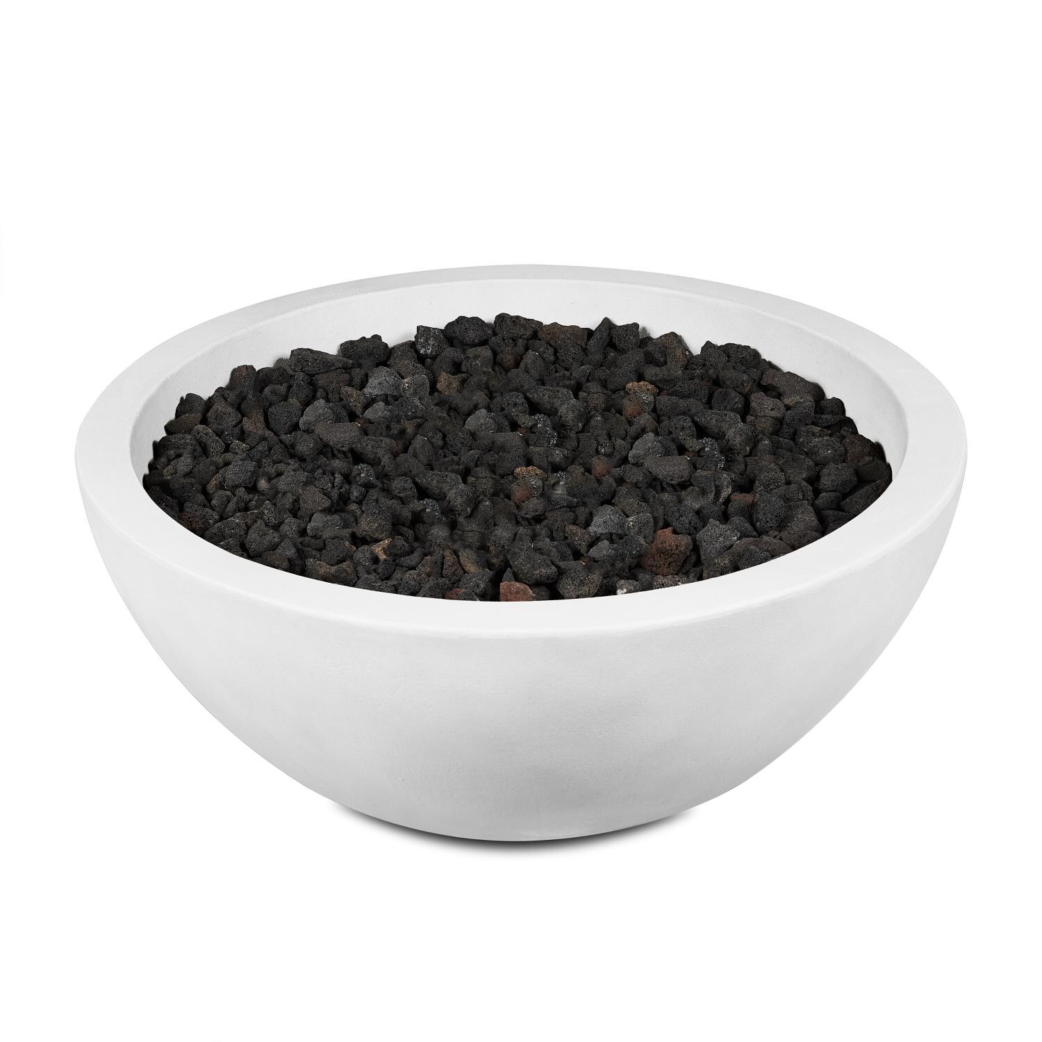 Dustyview 42-in Rectangular Concrete Natural Gas Fire Bowl in Chalk by BBQGuys Signature - Top View - White Background thumbnail